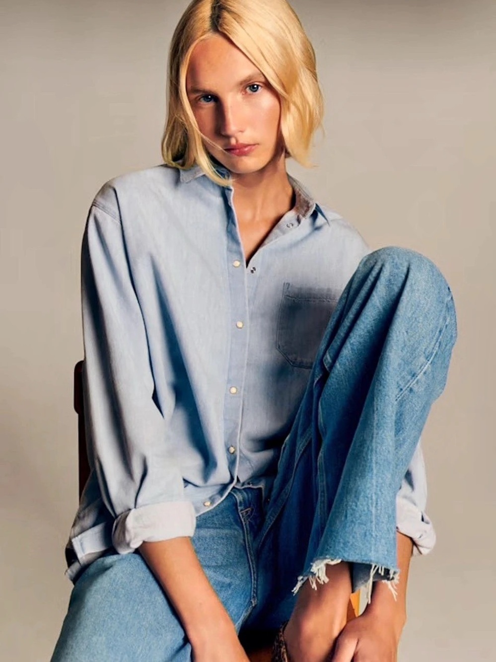 Sézane Denim Button Down max shirt size 2
